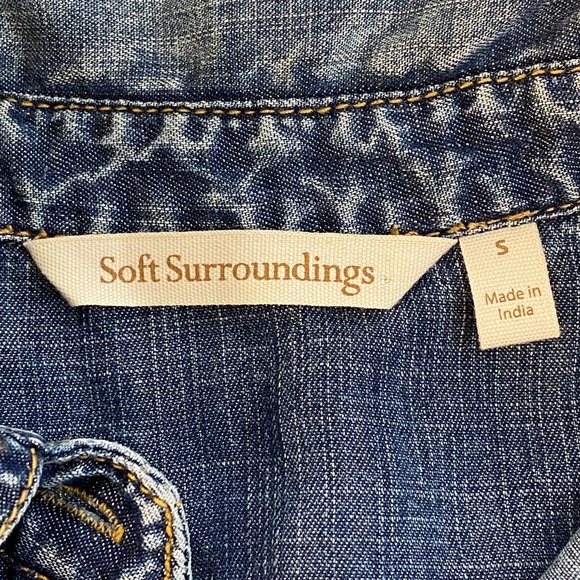 Soft Surroundings Embroidery Long Sleeve Button Down Shirt Top Small - Picture 8 of 10